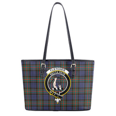 Fletcher of Dunans Tartan Crest Leather Tote Bag