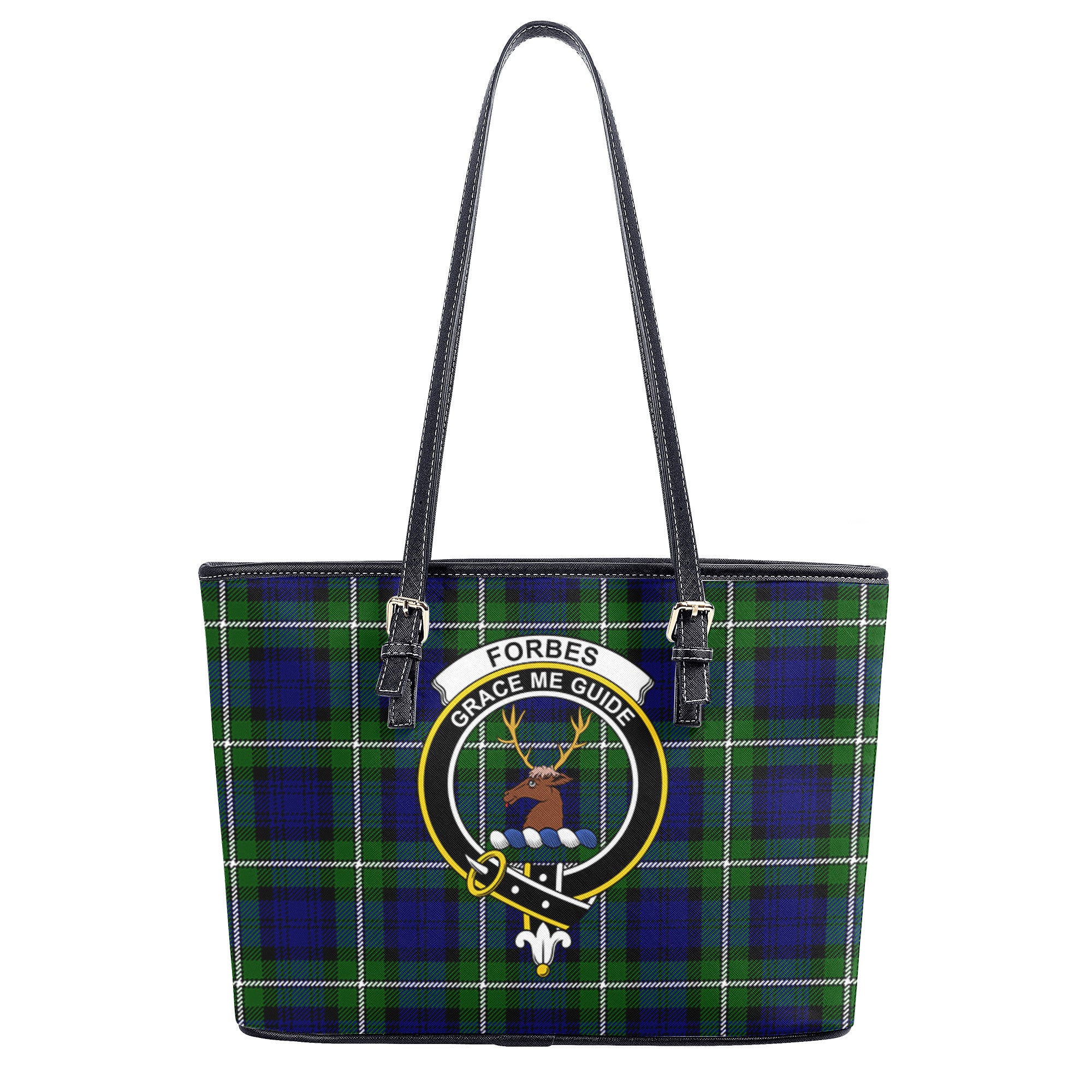 Forbes Modern Tartan Crest Leather Tote Bag