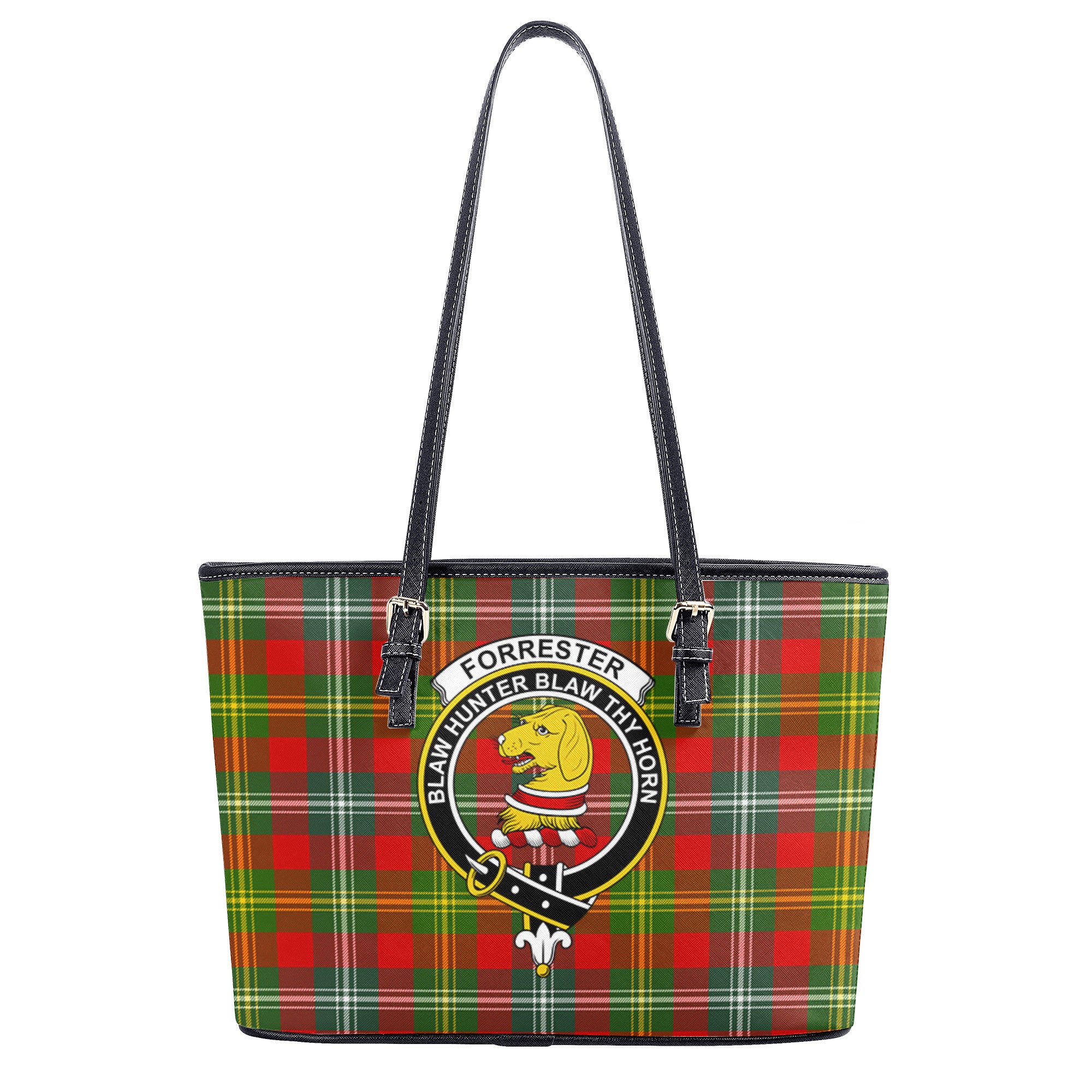 Forrester Tartan Crest Leather Tote Bag