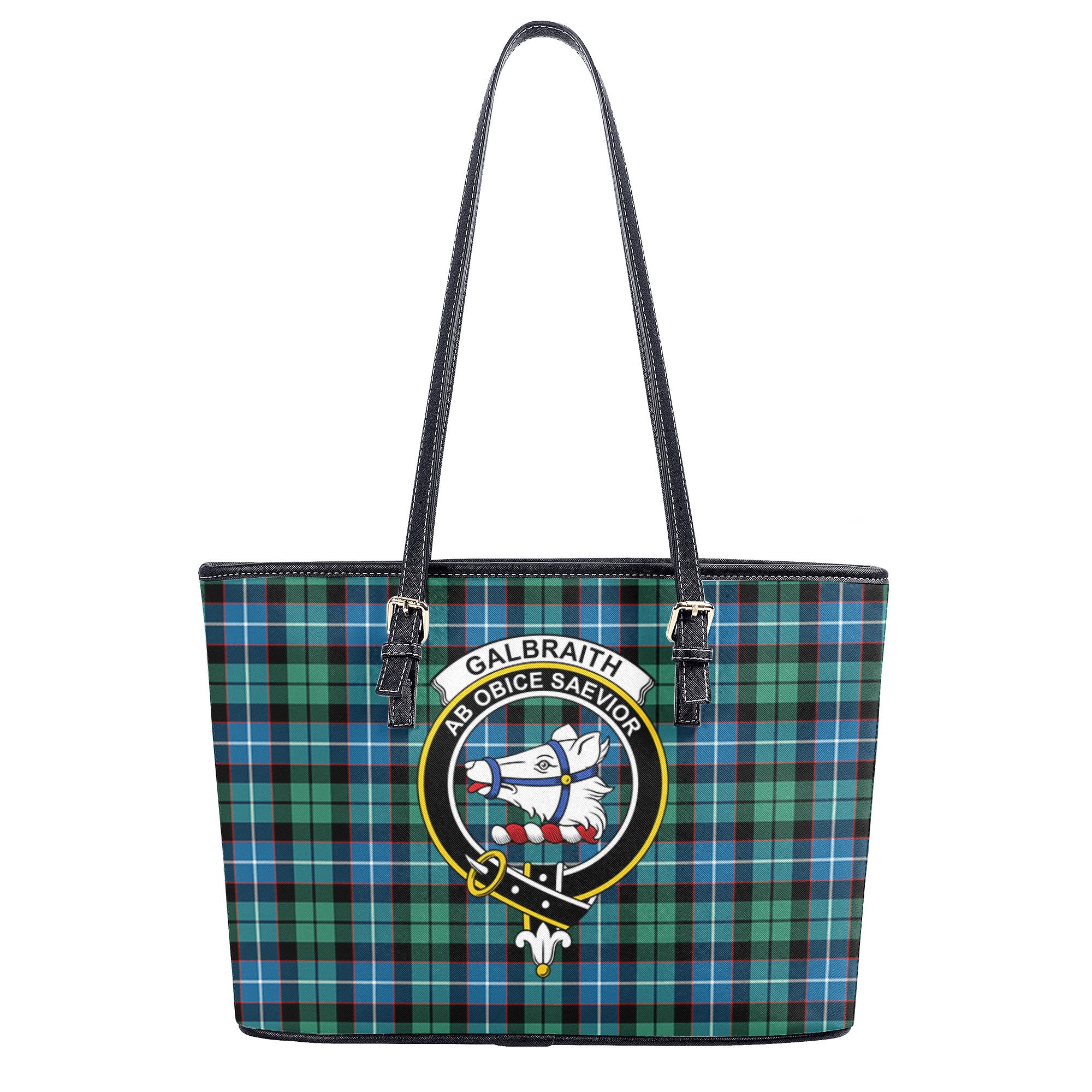 Galbraith Ancient Tartan Crest Leather Tote Bag