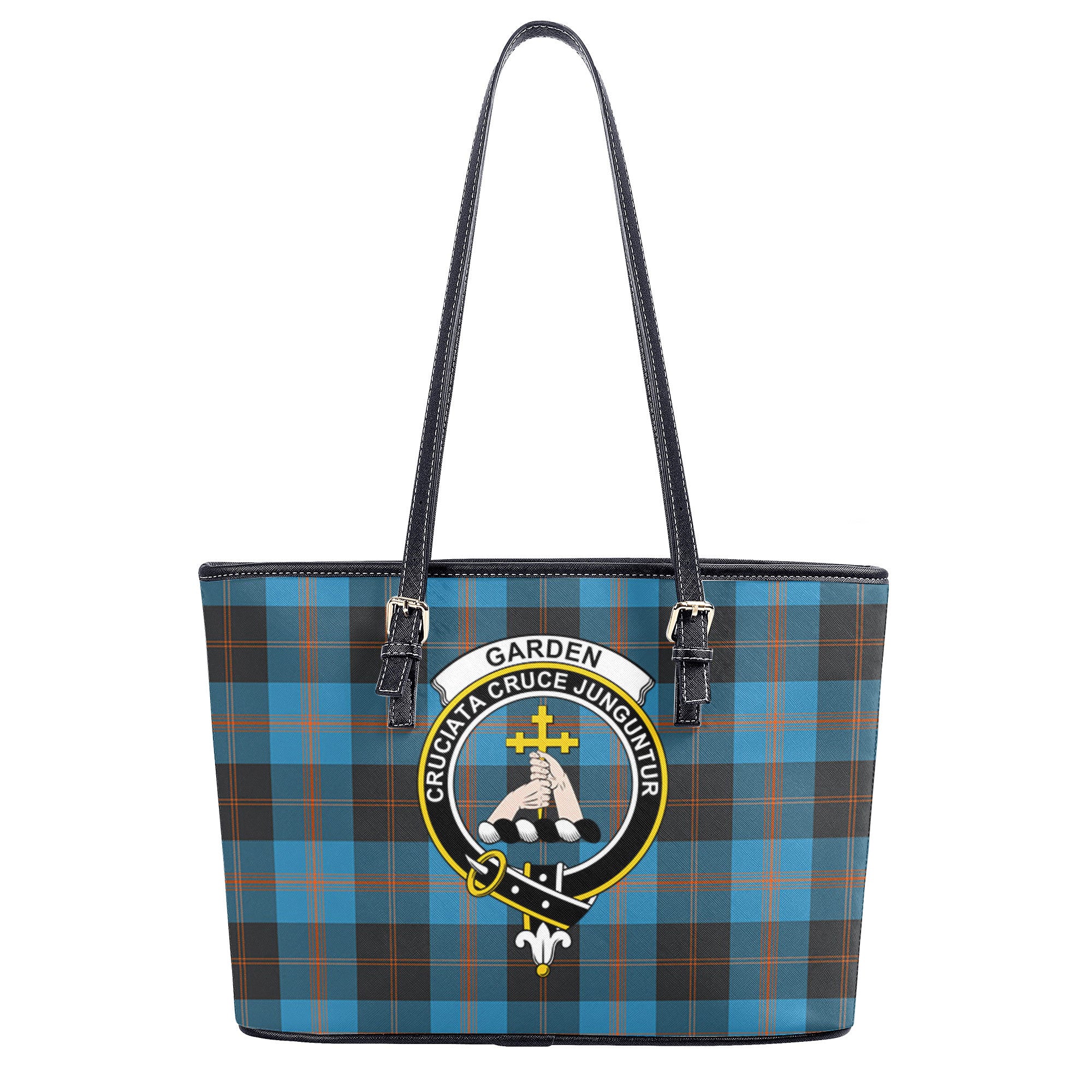 Garden Tartan Crest Leather Tote Bag