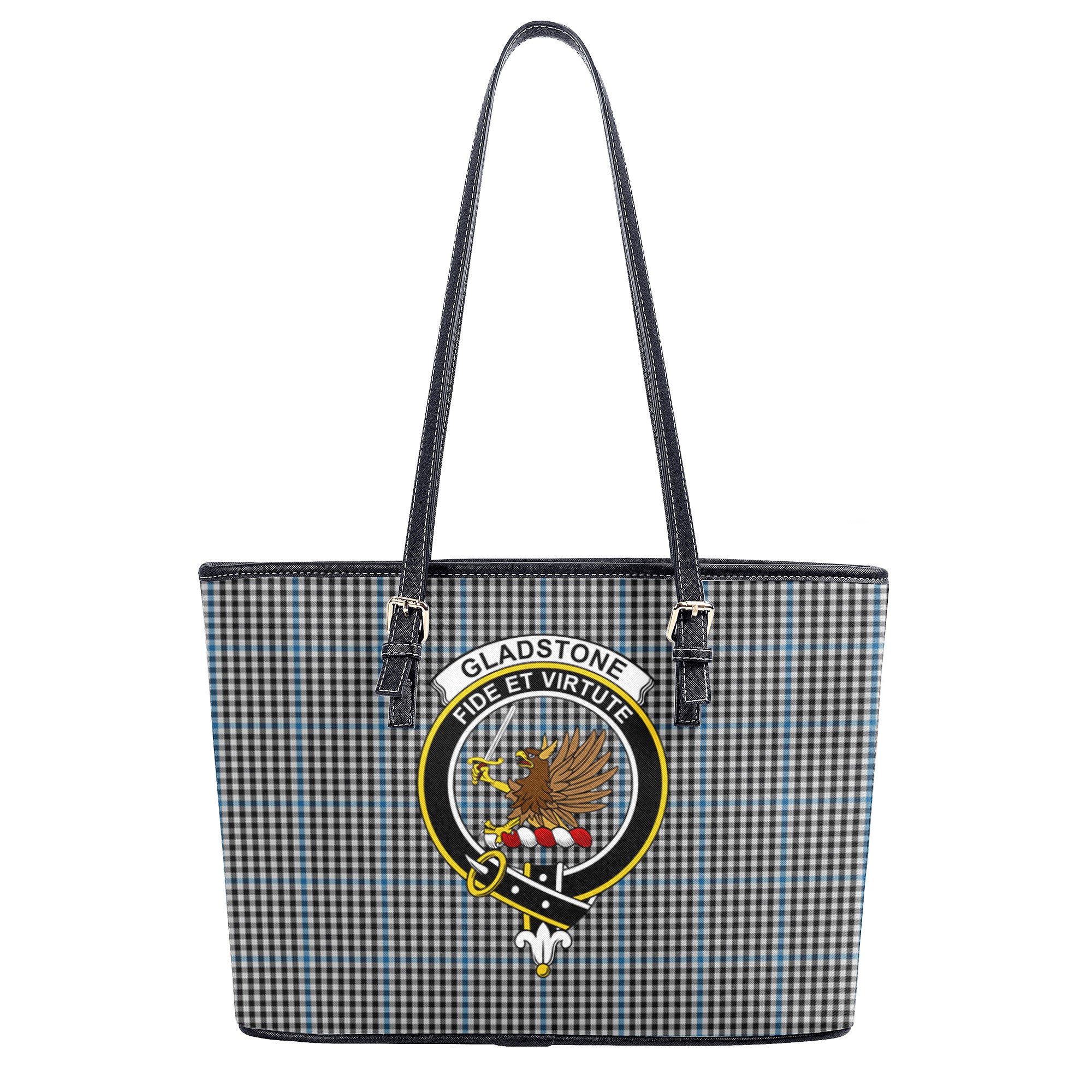 Gladstone Tartan Crest Leather Tote Bag