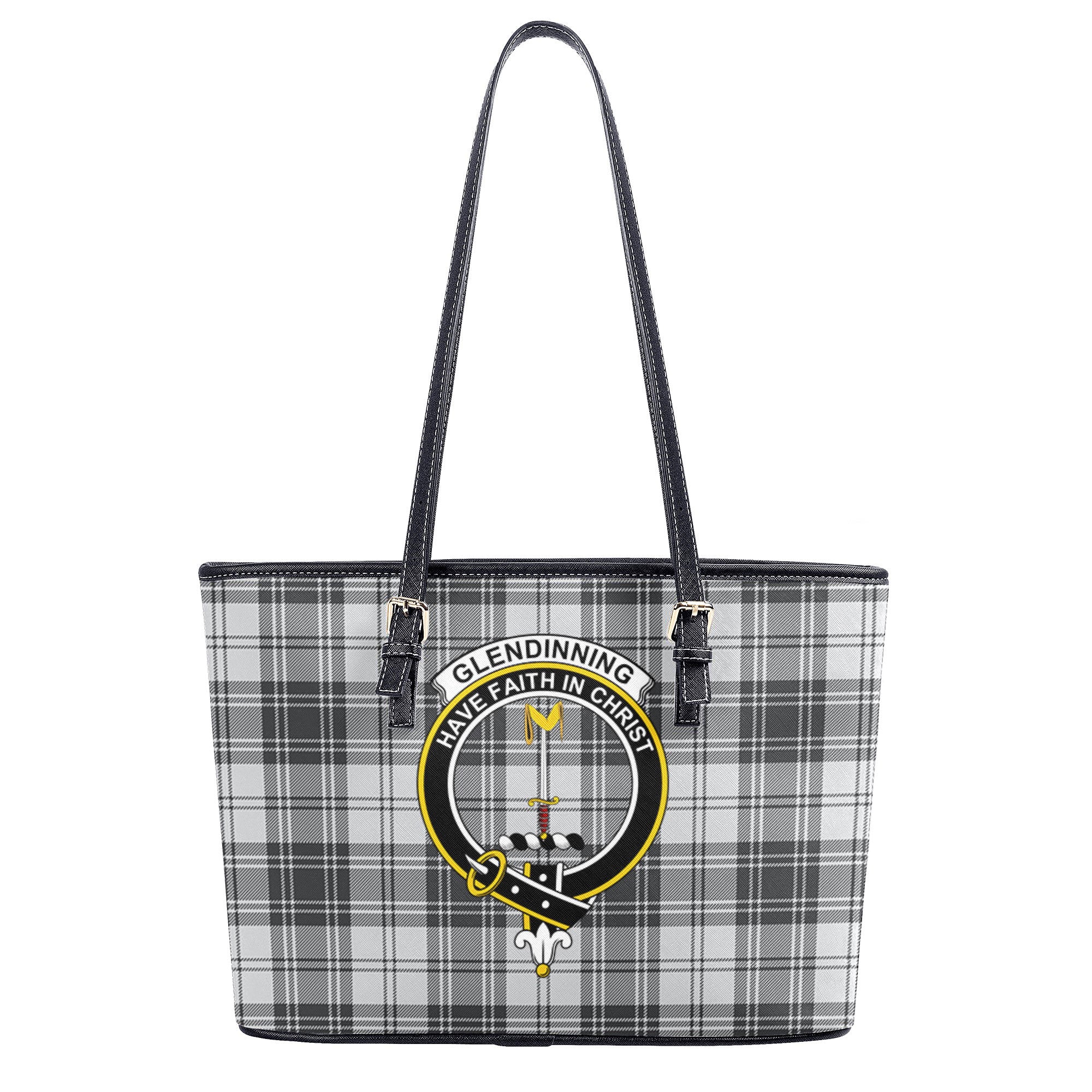 Glendinning Tartan Crest Leather Tote Bag