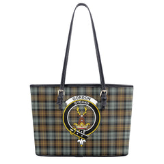 Gordon Weathered Tartan Crest Leather Tote Bag