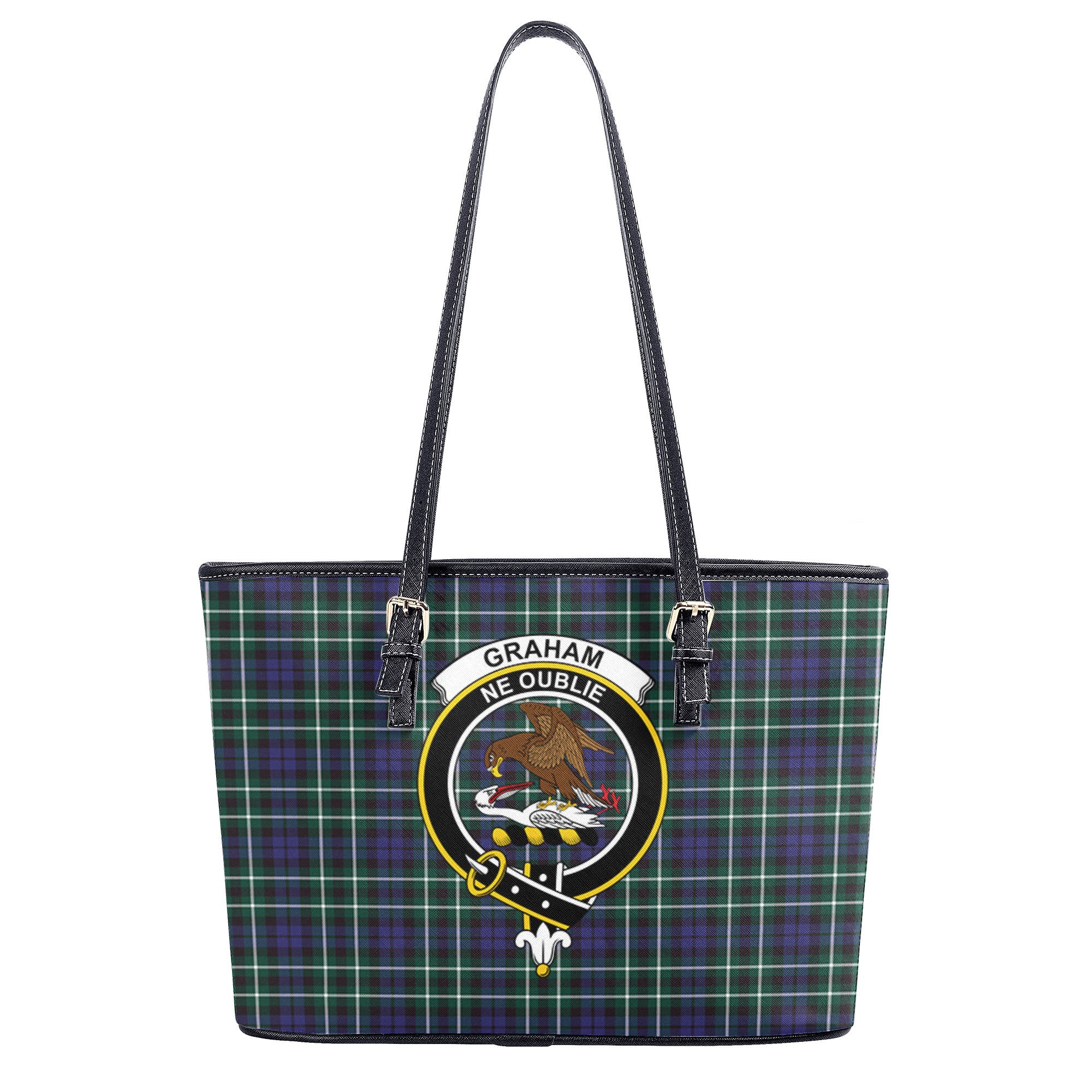 Graham of Montrose Modern Tartan Crest Leather Tote Bag