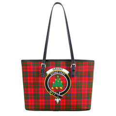 Grant Modern Tartan Crest Leather Tote Bag