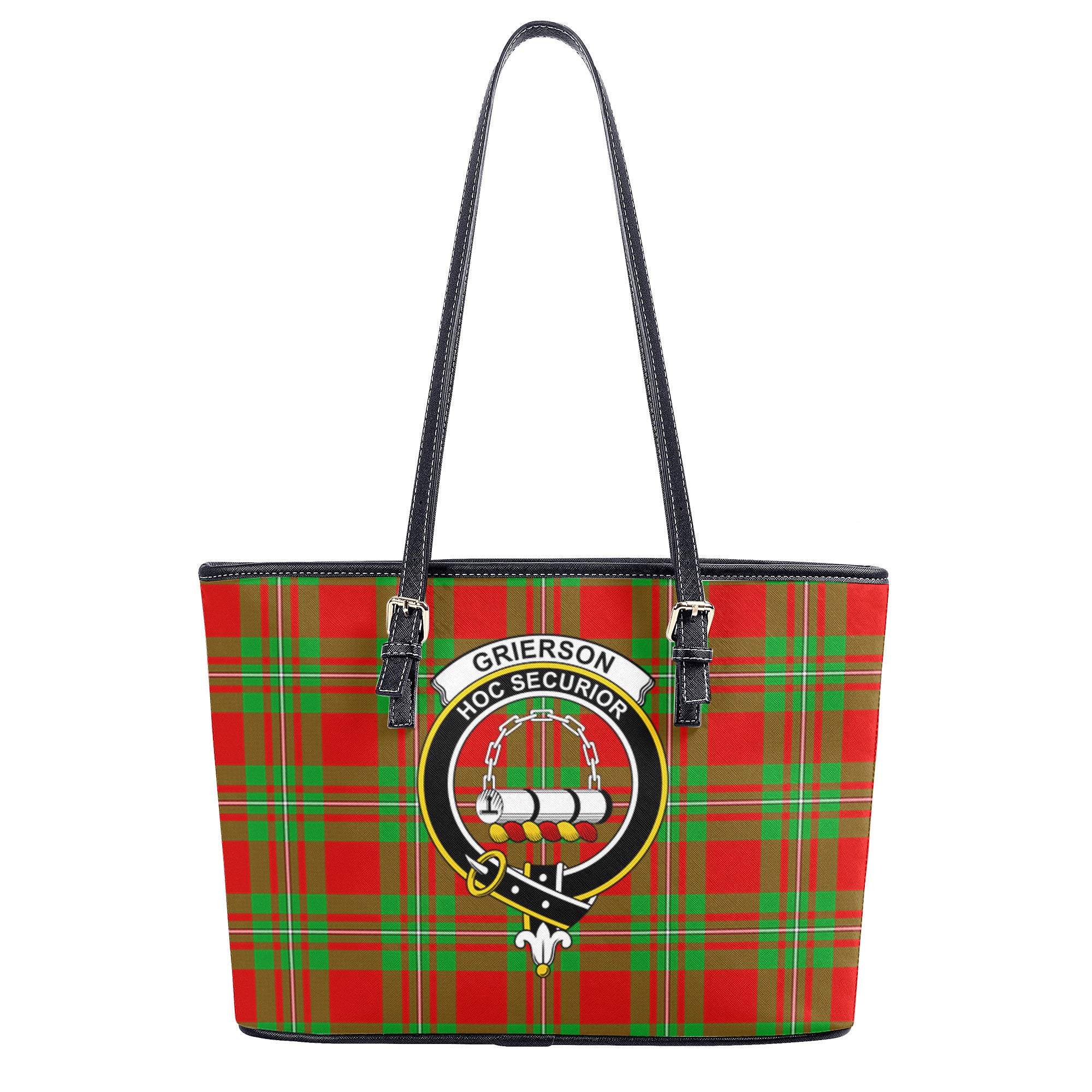 Grierson Tartan Crest Leather Tote Bag