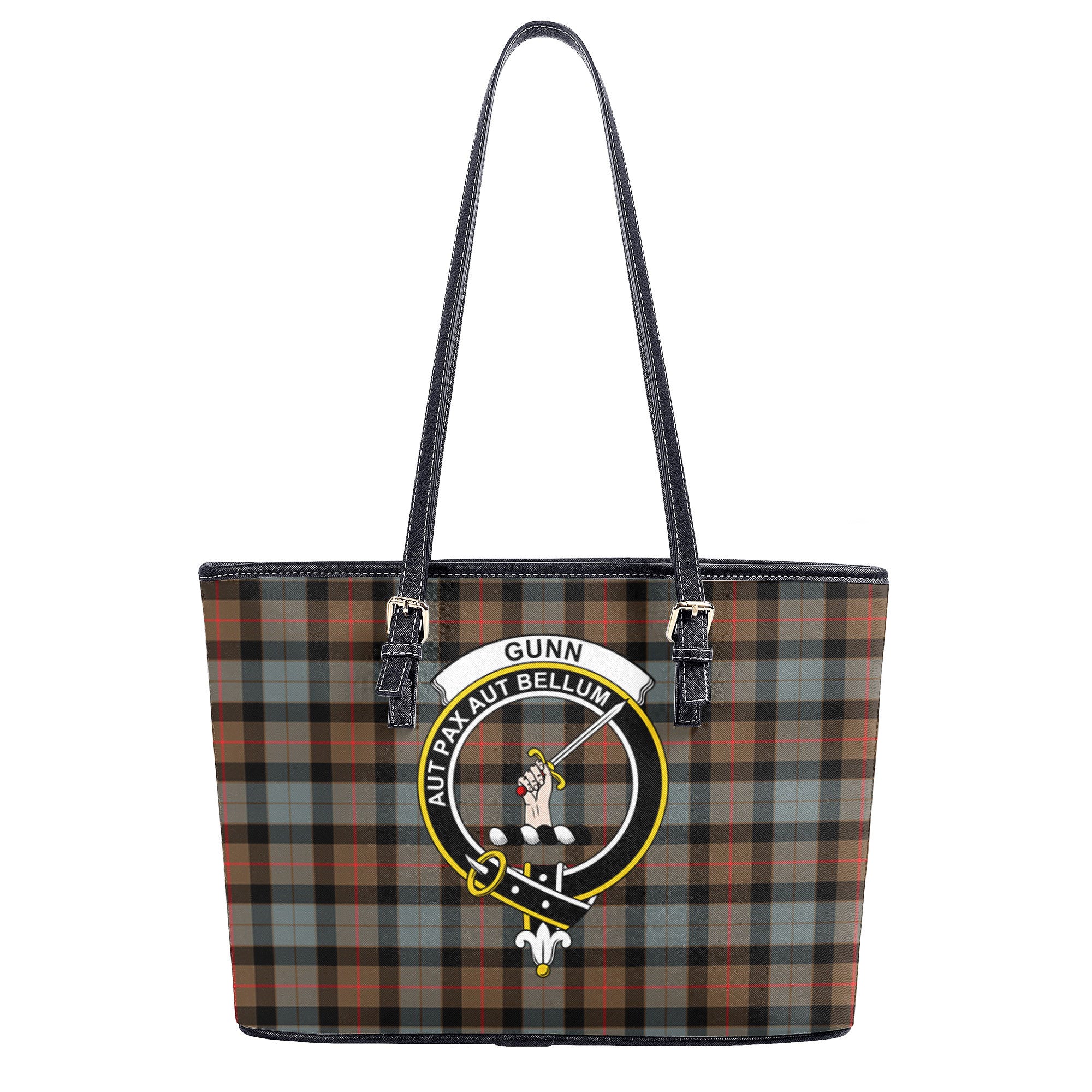 Gunn Weathered Tartan Crest Leather Tote Bag