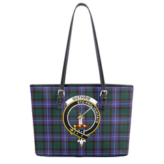 Guthrie Modern Tartan Crest Leather Tote Bag