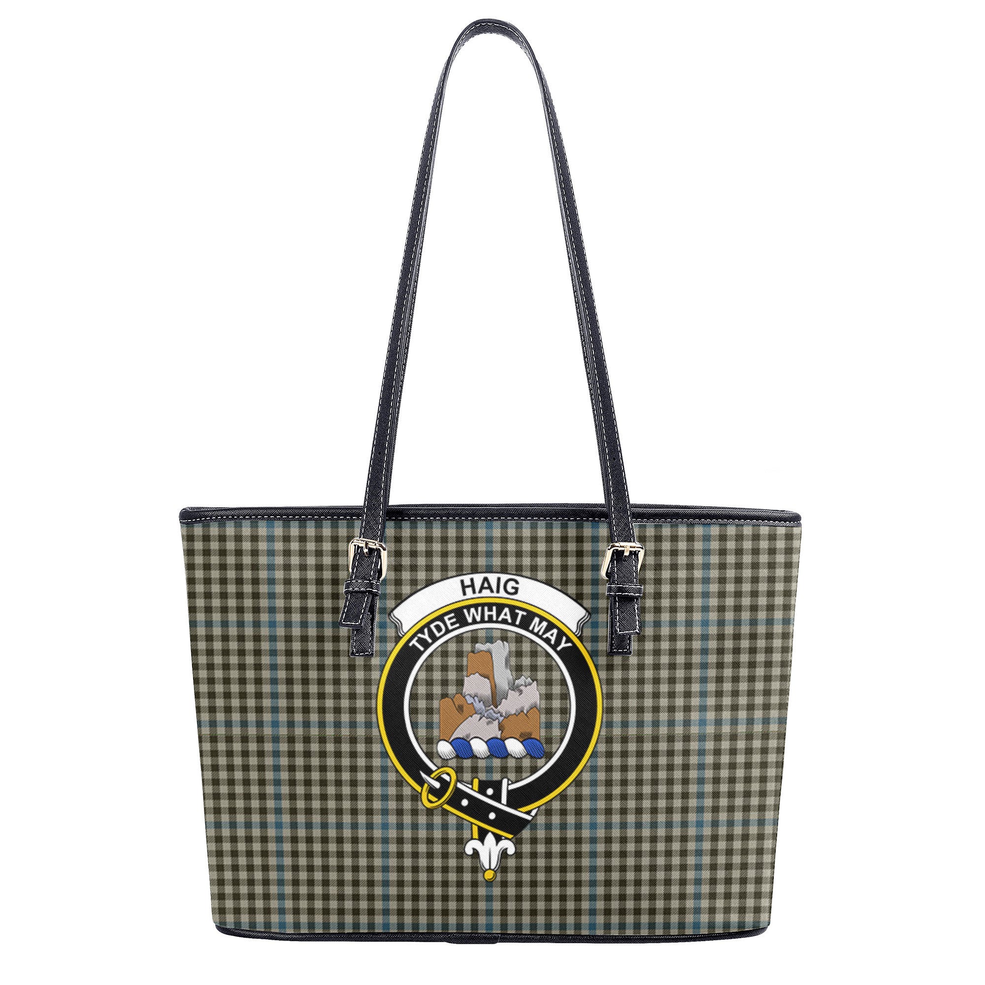 Haig Check Tartan Crest Leather Tote Bag