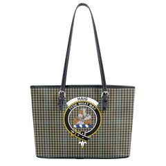 Haig Check Tartan Crest Leather Tote Bag