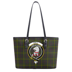 Hall Tartan Crest Leather Tote Bag