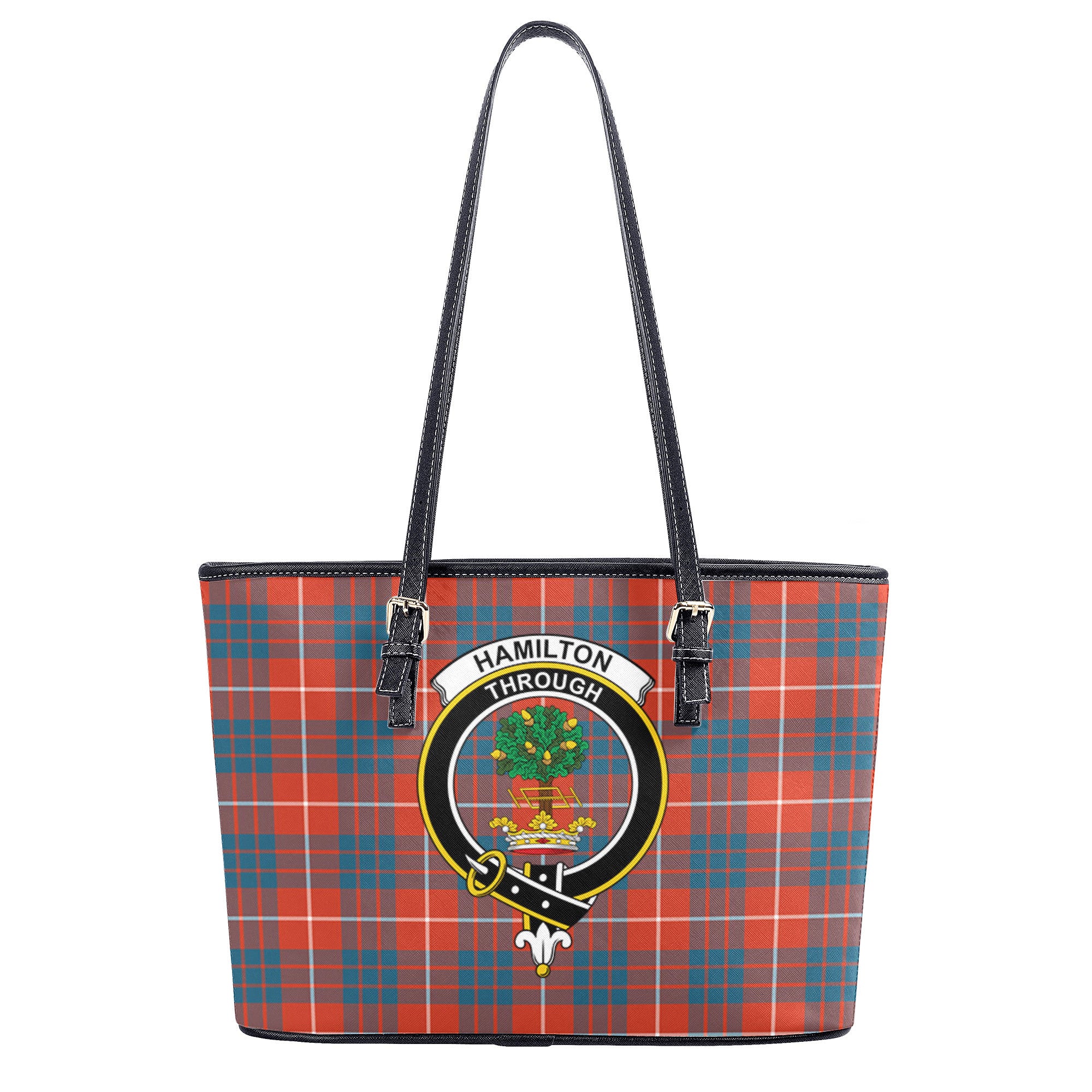 Hamilton Ancient Tartan Crest Leather Tote Bag