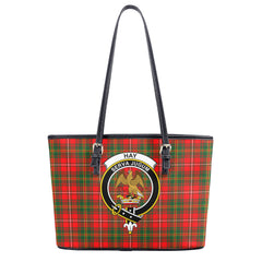 Hay Modern Tartan Crest Leather Tote Bag