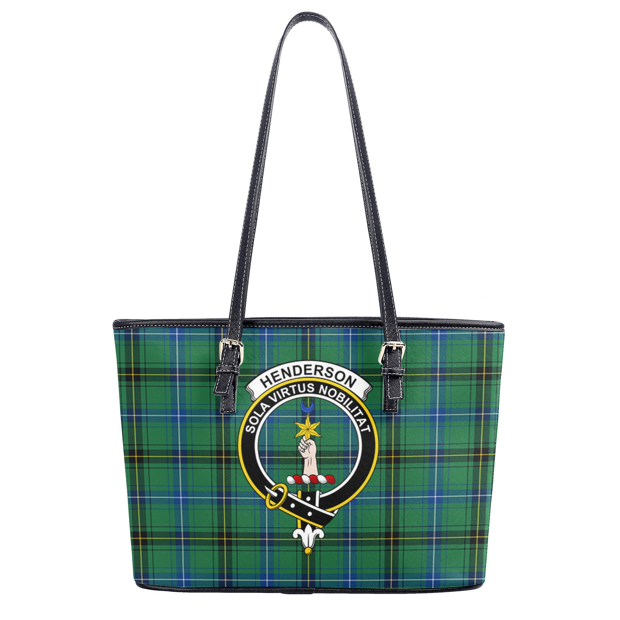 Henderson Ancient Tartan Crest Leather Tote Bag