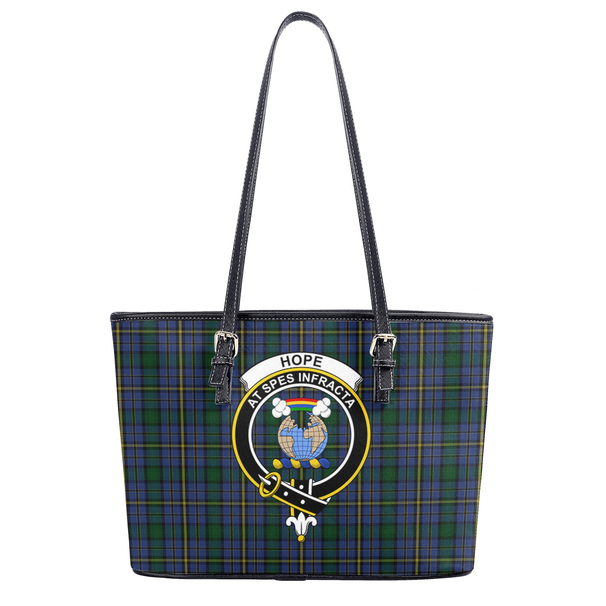 Hope Tartan Crest Leather Tote Bag