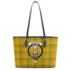 Houston Tartan Crest Leather Tote Bag