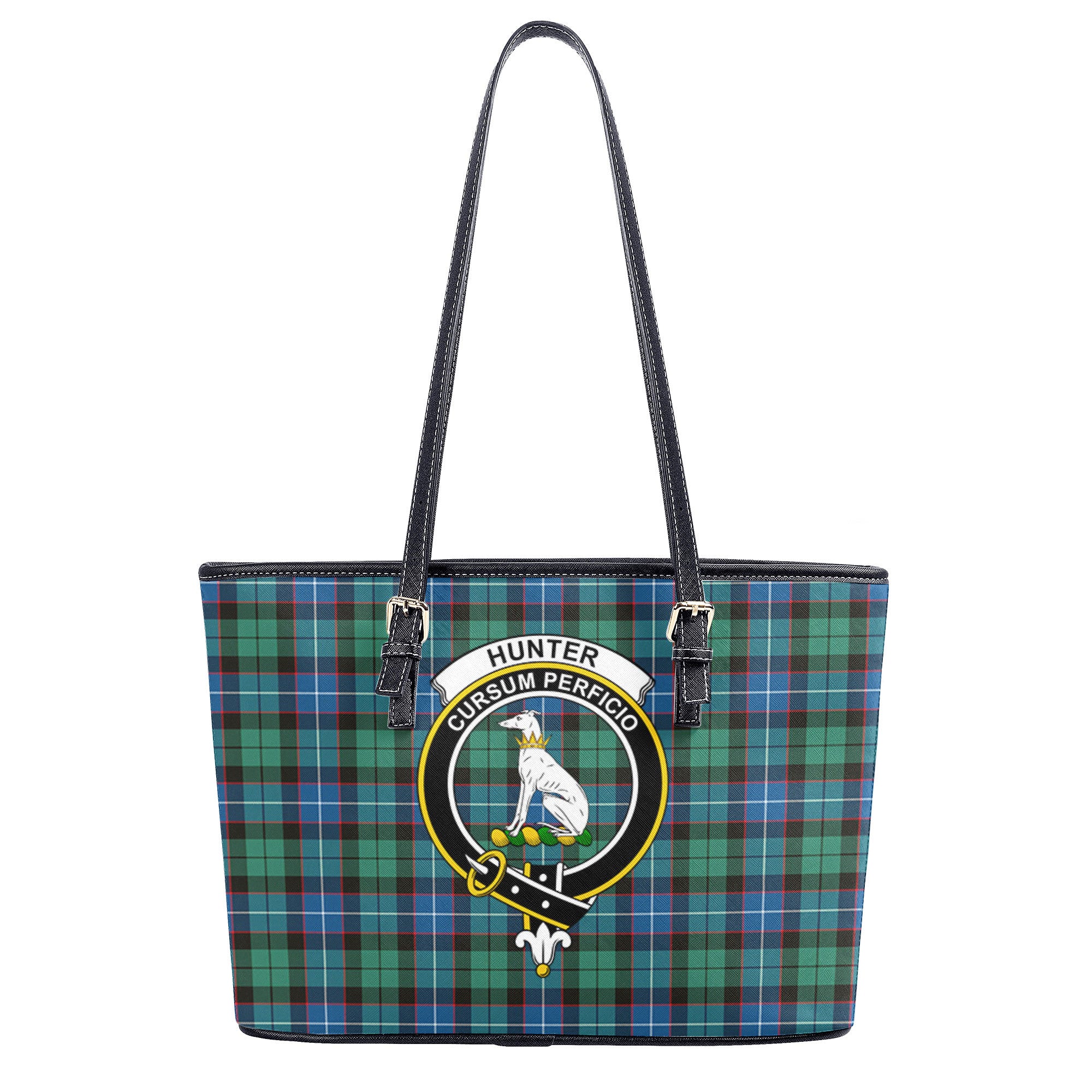 Hunter Ancient Tartan Crest Leather Tote Bag