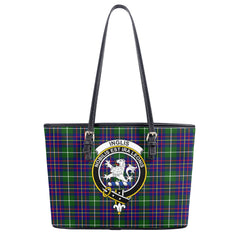 Inglis Modern Tartan Crest Leather Tote Bag