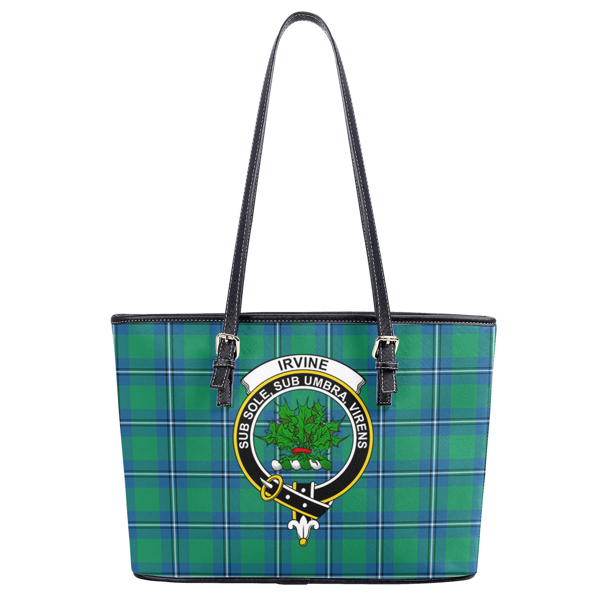 Irvine Ancient Tartan Crest Leather Tote Bag