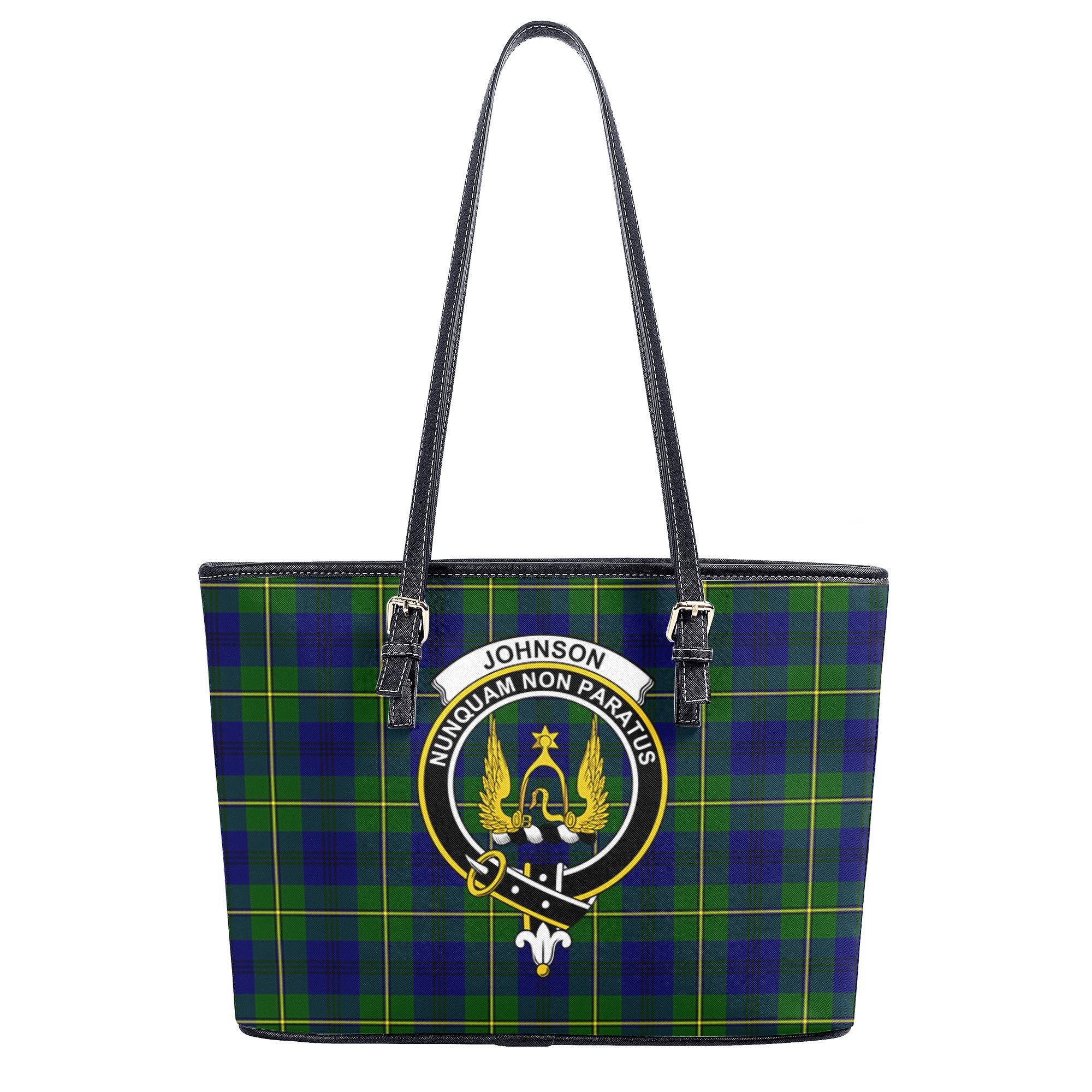 Johnson Modern Tartan Crest Leather Tote Bag