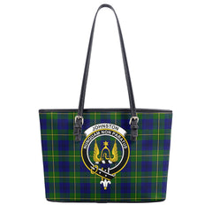 Johnston Modern Tartan Crest Leather Tote Bag