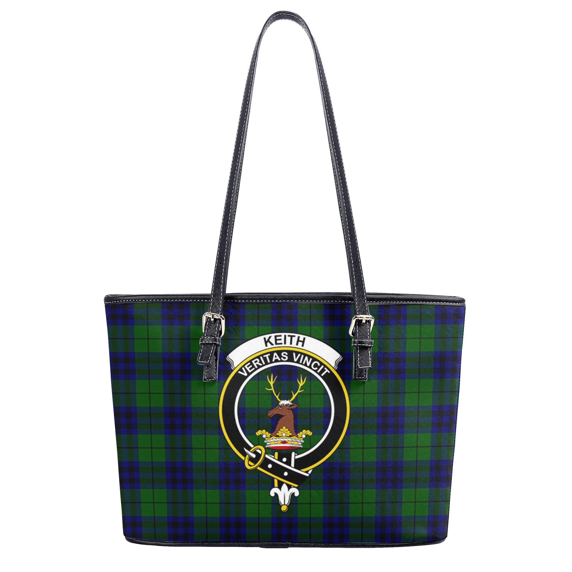 Keith Modern Tartan Crest Leather Tote Bag