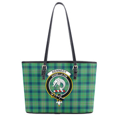 Kennedy Ancient Tartan Crest Leather Tote Bag