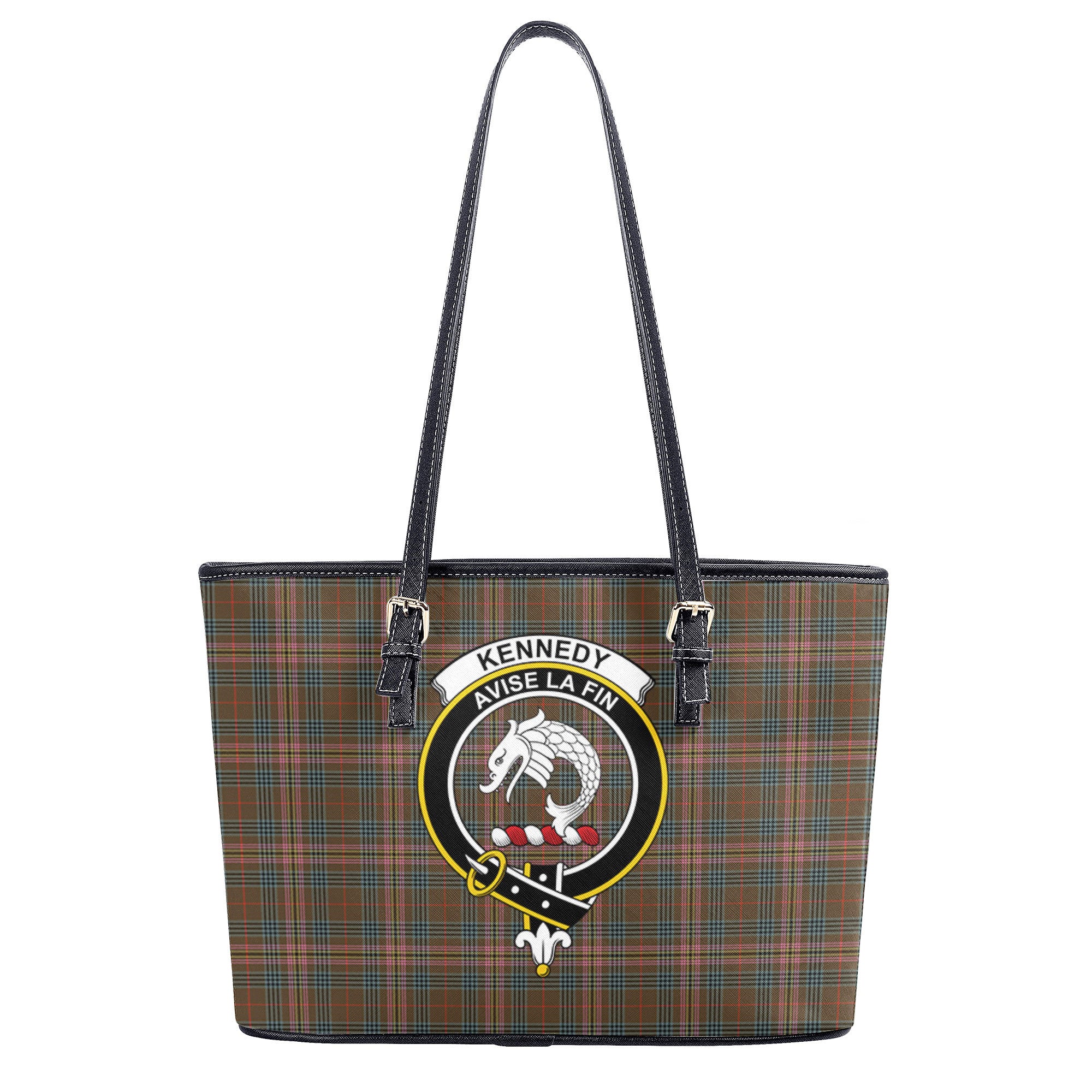 Kennedy Weathered Tartan Crest Leather Tote Bag