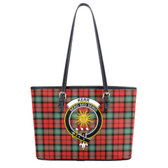 Kerr Ancient Tartan Crest Leather Tote Bag