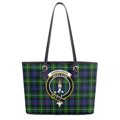 Kirkpatrick Tartan Crest Leather Tote Bag