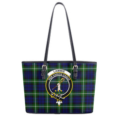 Lammie Tartan Crest Leather Tote Bag