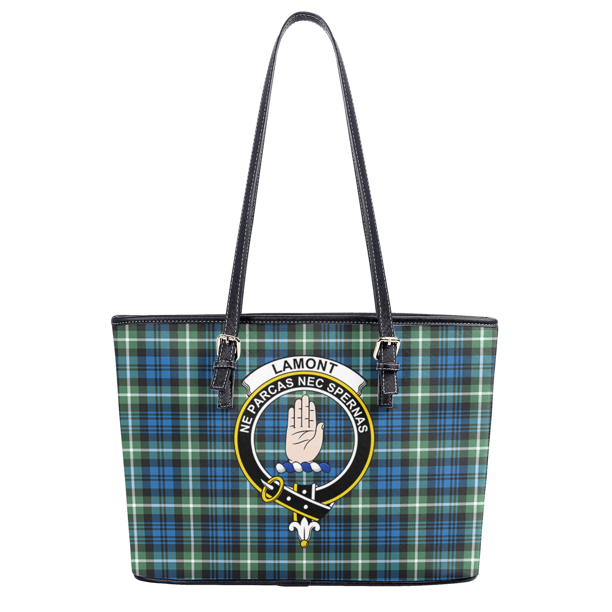 Lamont Ancient Tartan Crest Leather Tote Bag