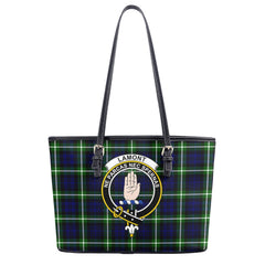 Lamont Modern Tartan Crest Leather Tote Bag