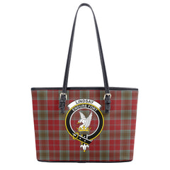 Lindsay Weathered Tartan Crest Leather Tote Bag