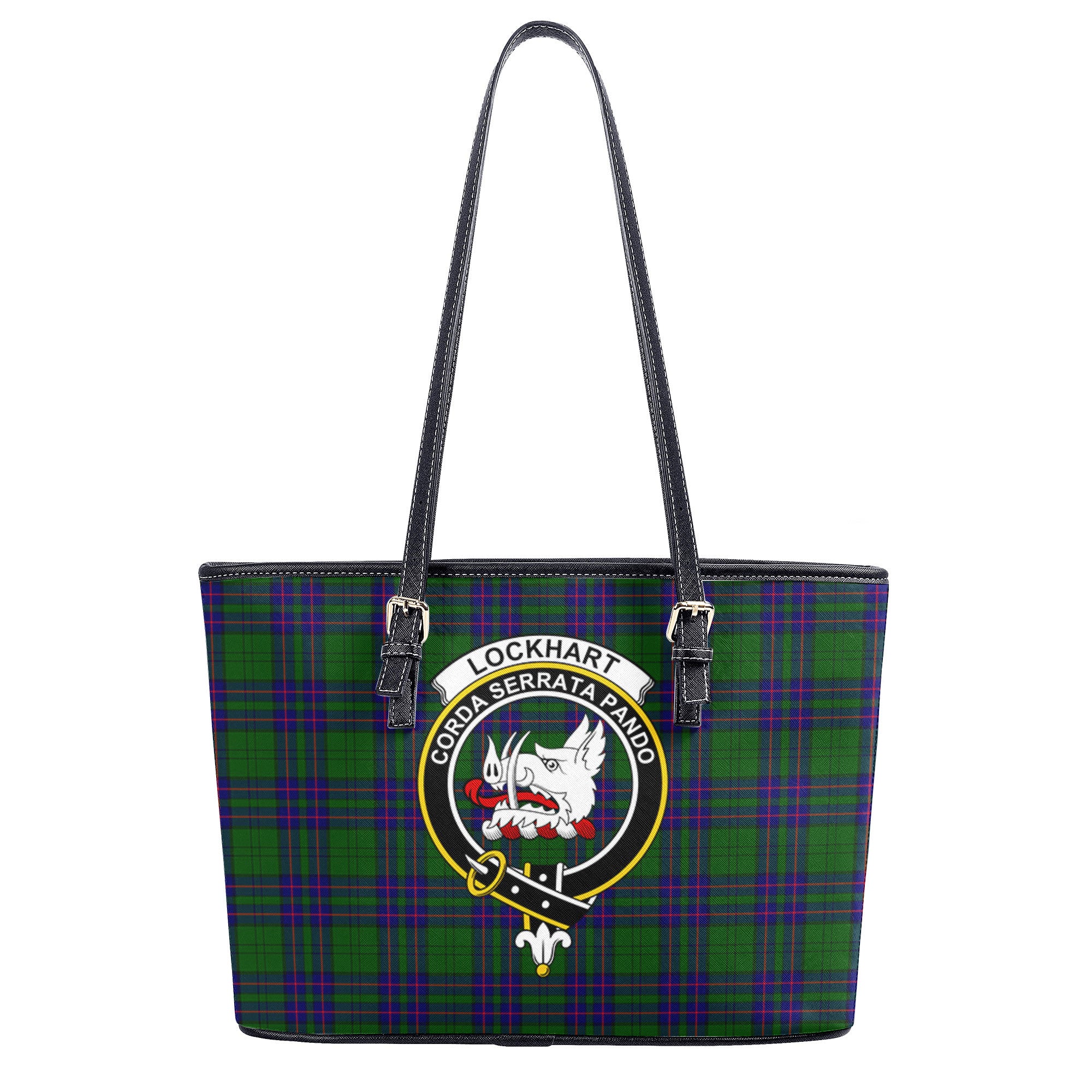 Lockhart Modern Tartan Crest Leather Tote Bag