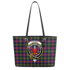 Logan Modern Tartan Crest Leather Tote Bag