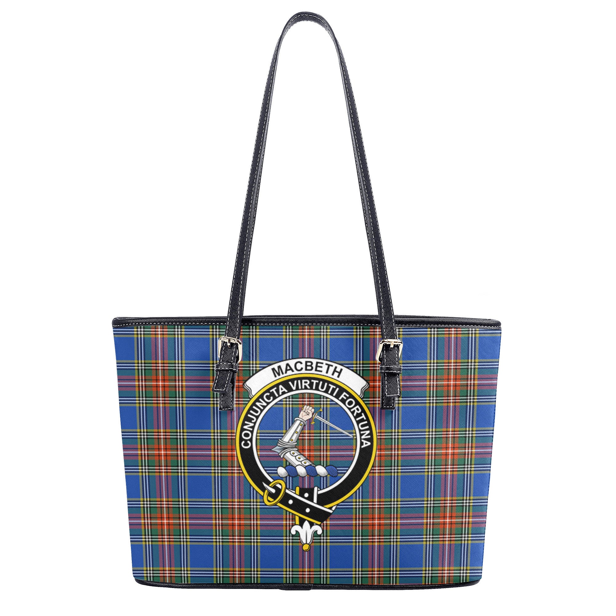 MacBeth Ancient Tartan Crest Leather Tote Bag