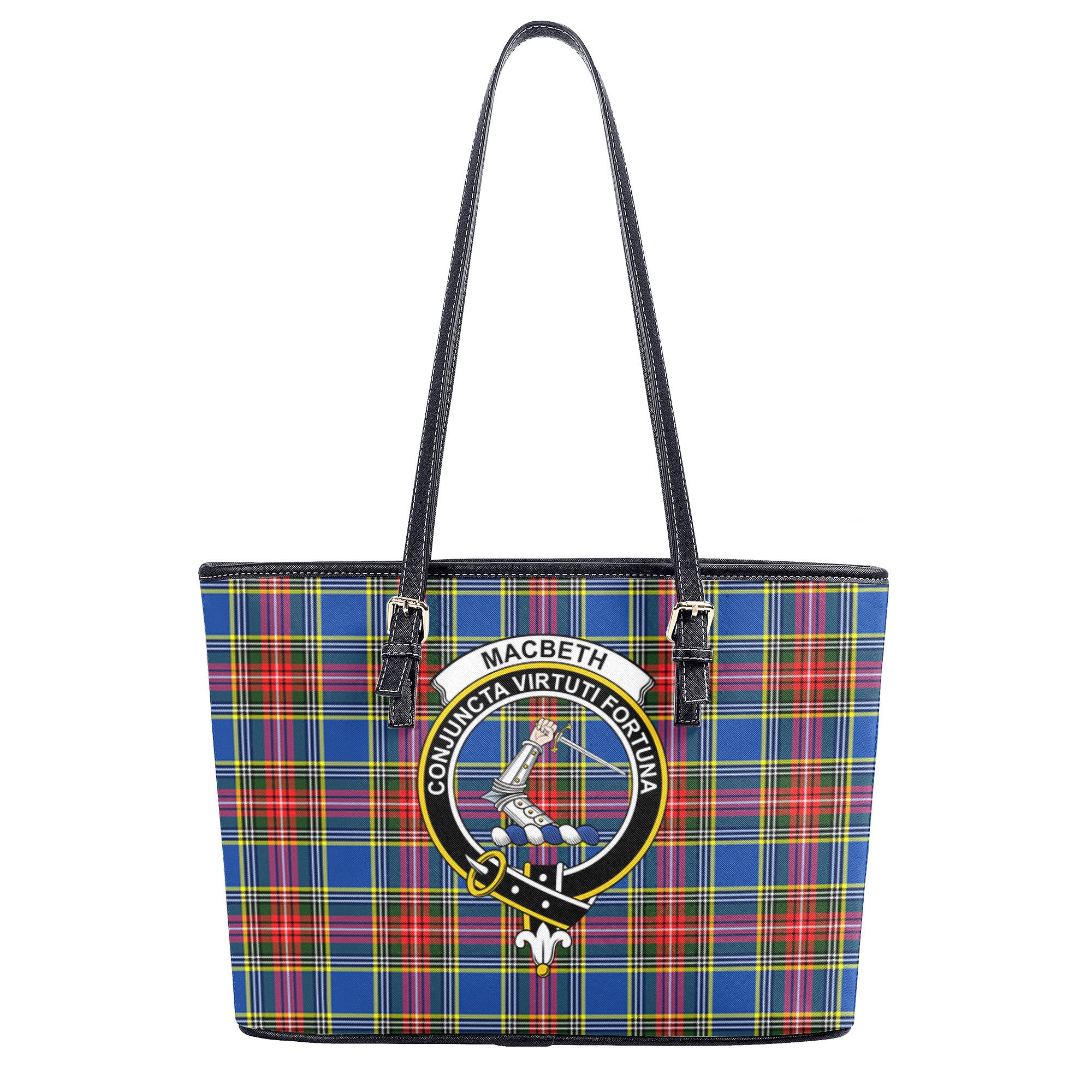 MacBeth Modern Tartan Crest Leather Tote Bag