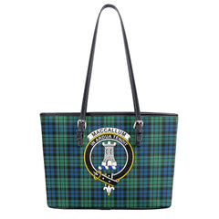 MacCallum Ancient Tartan Crest Leather Tote Bag