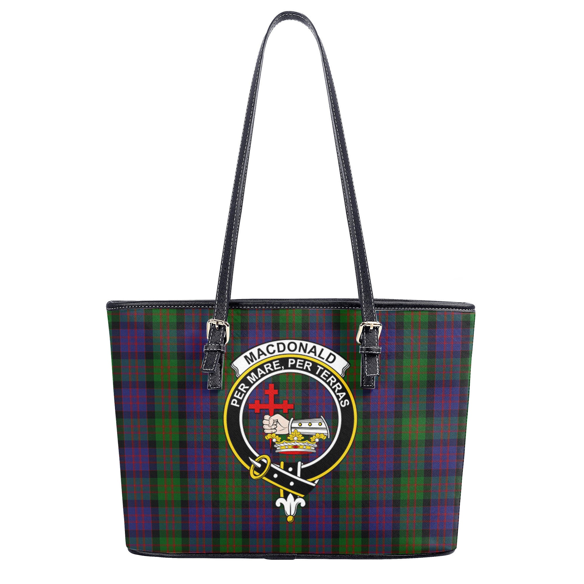 MacDonald Tartan Crest Leather Tote Bag