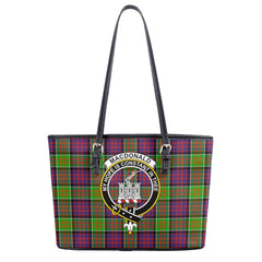 MacDonald (Clan Ranald) Tartan Crest Leather Tote Bag