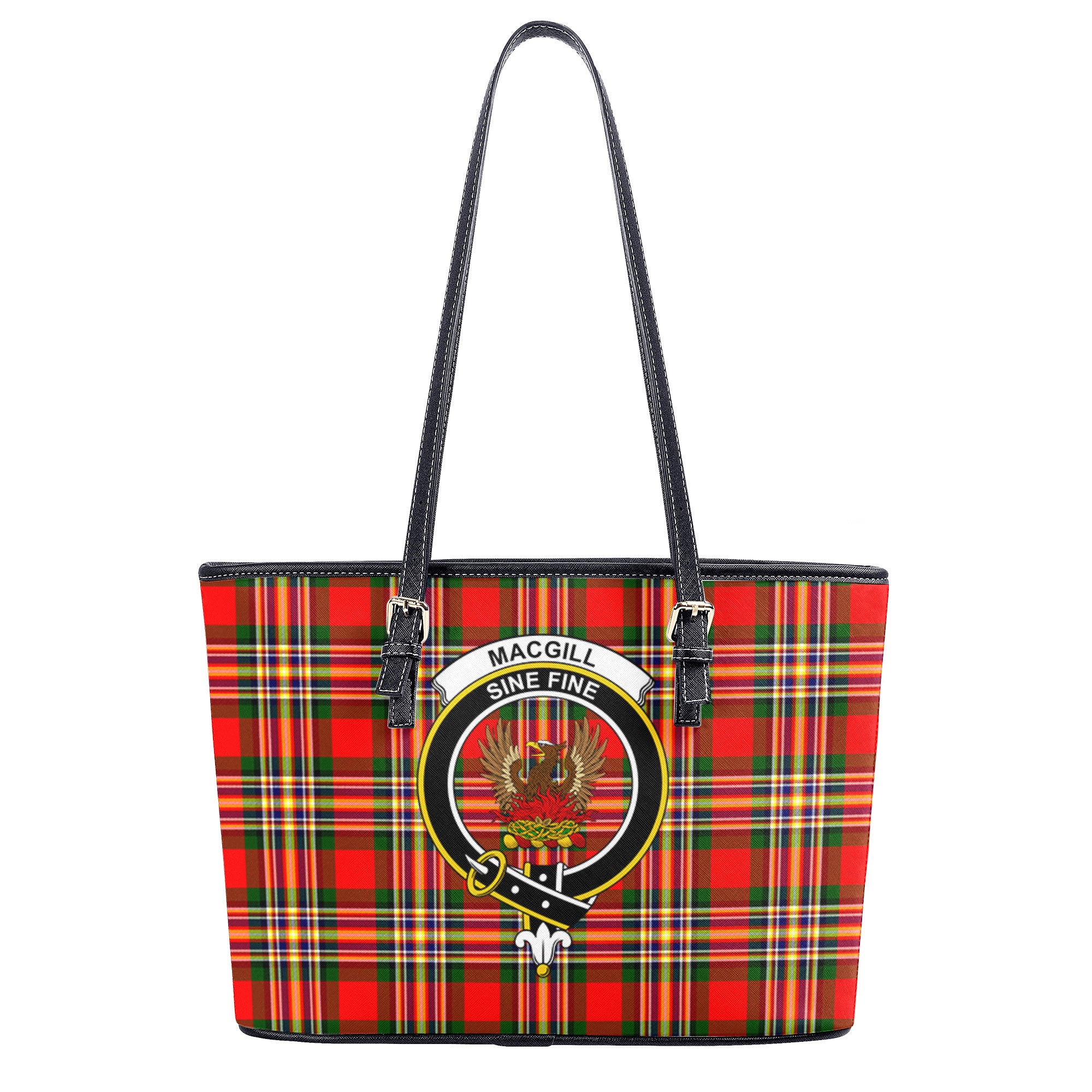 MacGill Modern Tartan Crest Leather Tote Bag