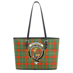 MacGregor Ancient Tartan Crest Leather Tote Bag