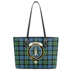 MacKay Ancient Tartan Crest Leather Tote Bag