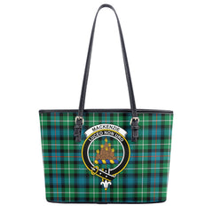 MacKenzie Ancient Tartan Crest Leather Tote Bag