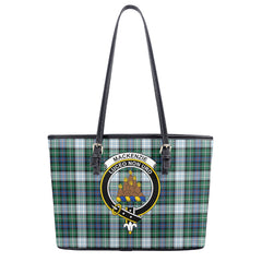 MacKenzie Dress Ancient Tartan Crest Leather Tote Bag