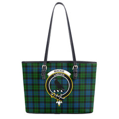 MacKie Tartan Crest Leather Tote Bag