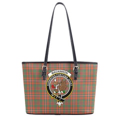 MacKinnon Ancient Tartan Crest Leather Tote Bag