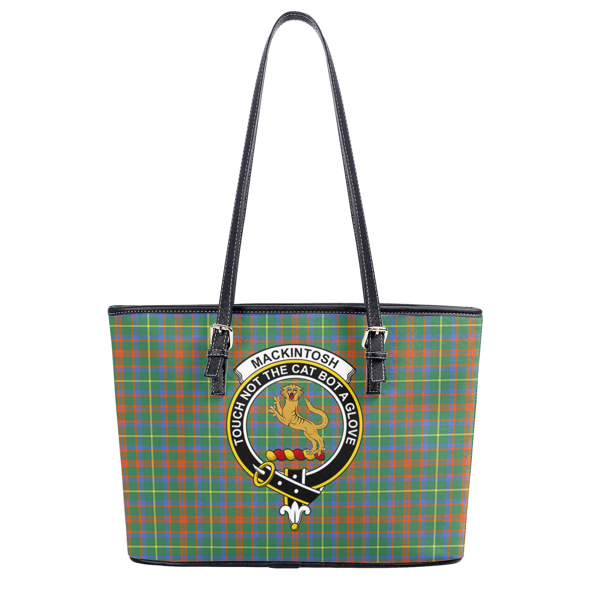 MacKintosh Hunting Ancient Tartan Crest Leather Tote Bag